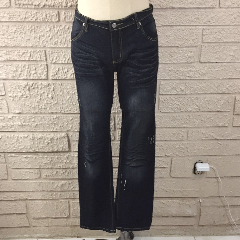 U-51 Mid Rise Rhinestone Embellished Denim Jeans